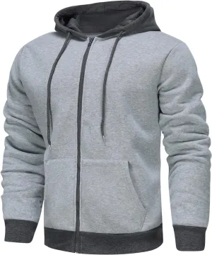 Zip Up Hoodie Men Big and Tall Winter Sweatshirt Blank Warm Sweater