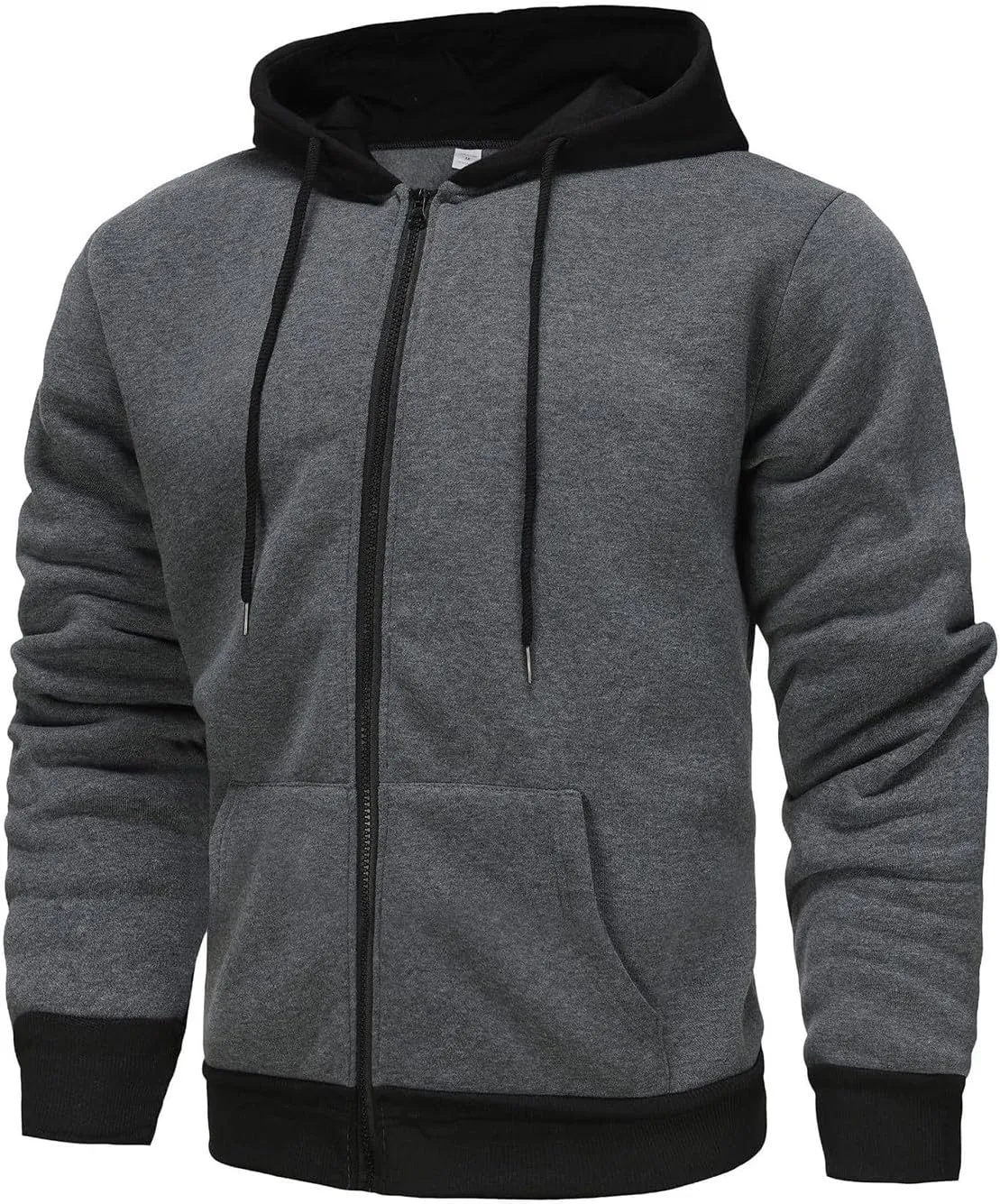 Zip Up Hoodie Men Big and Tall Winter Sweatshirt Blank Warm Sweater