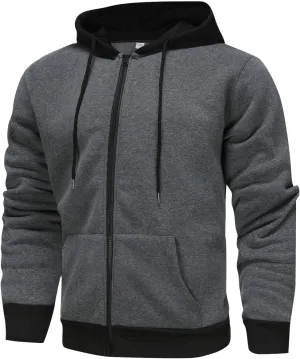 Zip Up Hoodie Men Big and Tall Winter Sweatshirt Blank Warm Sweater