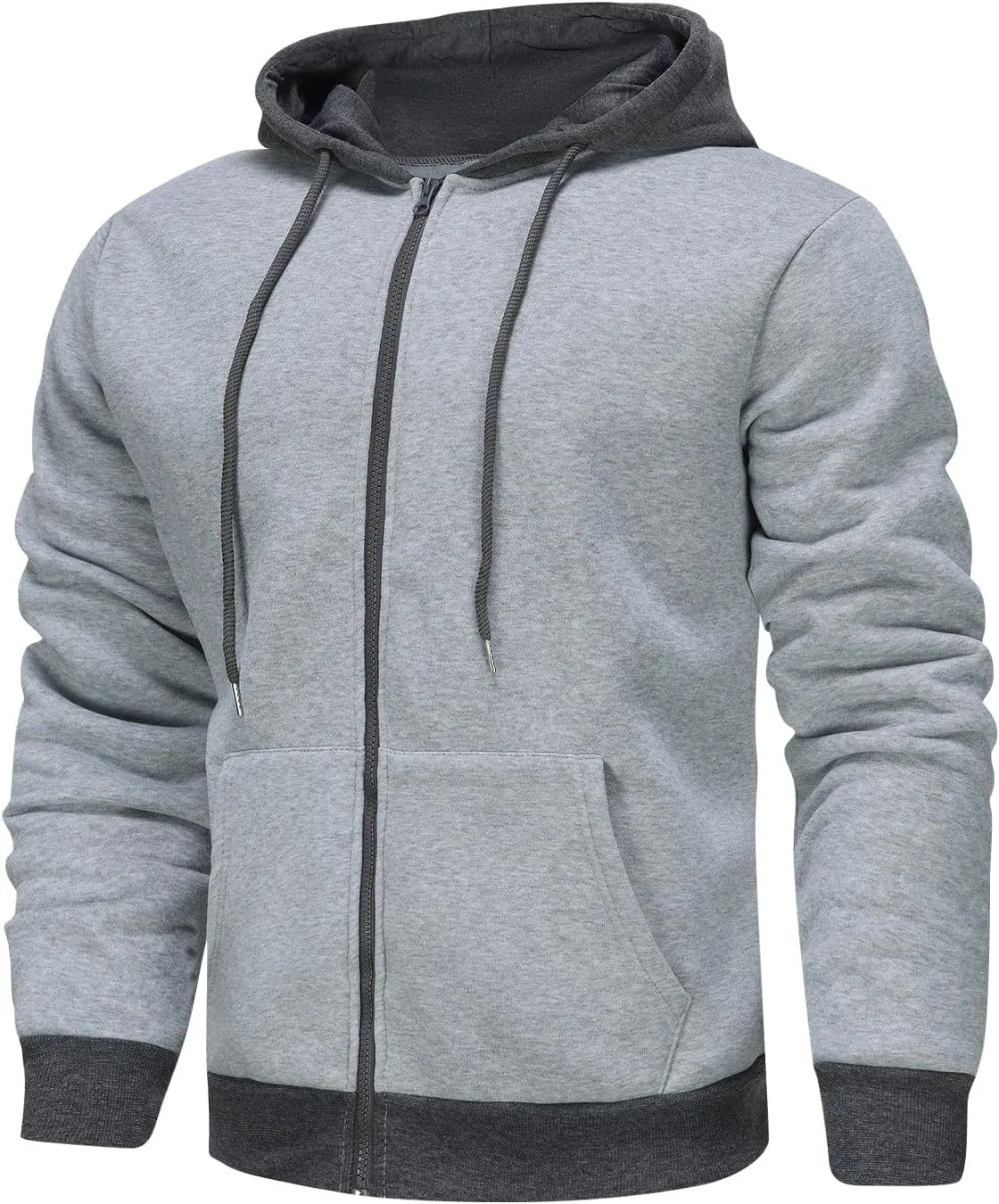 Zip Up Hoodie Men Big and Tall Winter Sweatshirt Blank Warm Sweater
