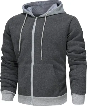 Zip Up Hoodie Men Big and Tall Winter Sweatshirt Blank Warm Sweater