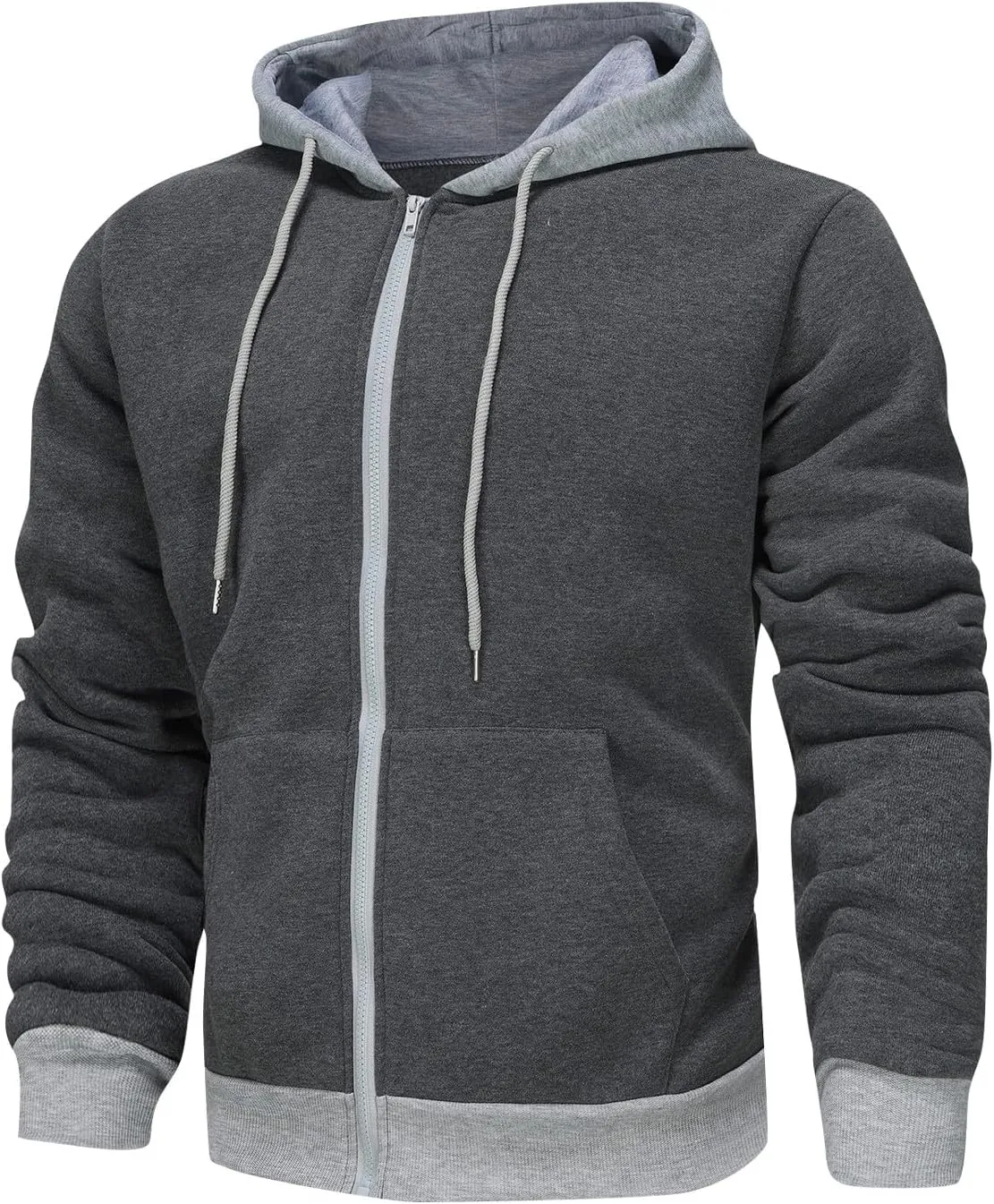 Zip Up Hoodie Men Big and Tall Winter Sweatshirt Blank Warm Sweater