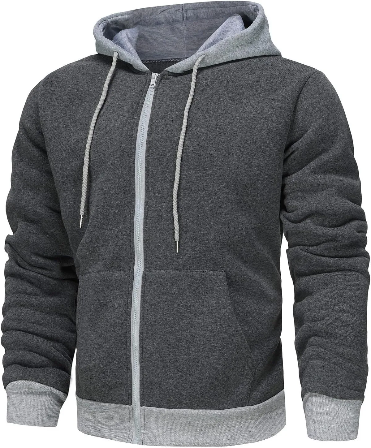 Zip Up Hoodie Men Big and Tall Winter Sweatshirt Blank Warm Sweater