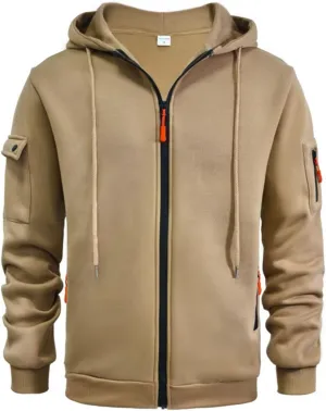 Zip Up Hoodie Men Warm Personalized Sweatshirt Big and Tall Blank Sweater