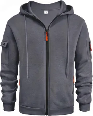 Zip Up Hoodie Men Warm Personalized Sweatshirt Big and Tall Blank Sweater